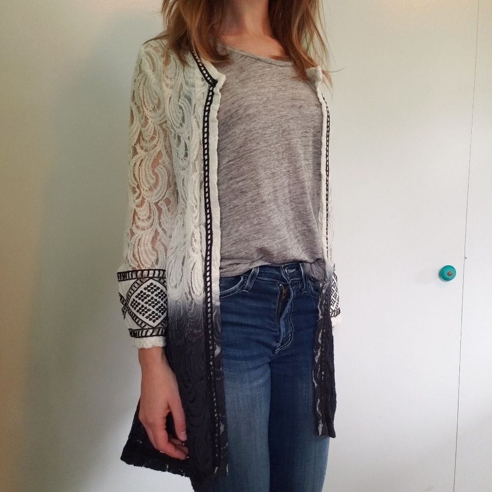 BKE Lace ombre cardigan